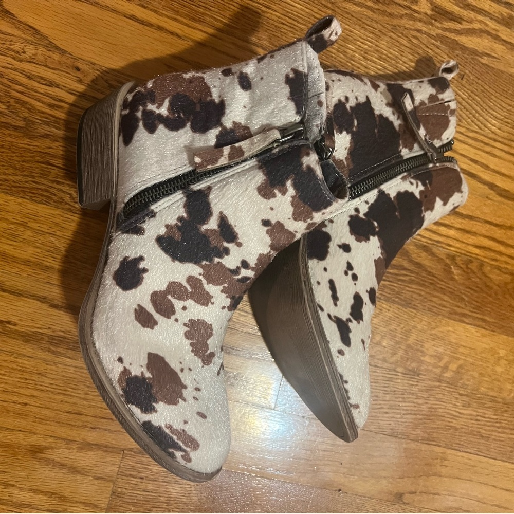 Cow Print Ankle Boots